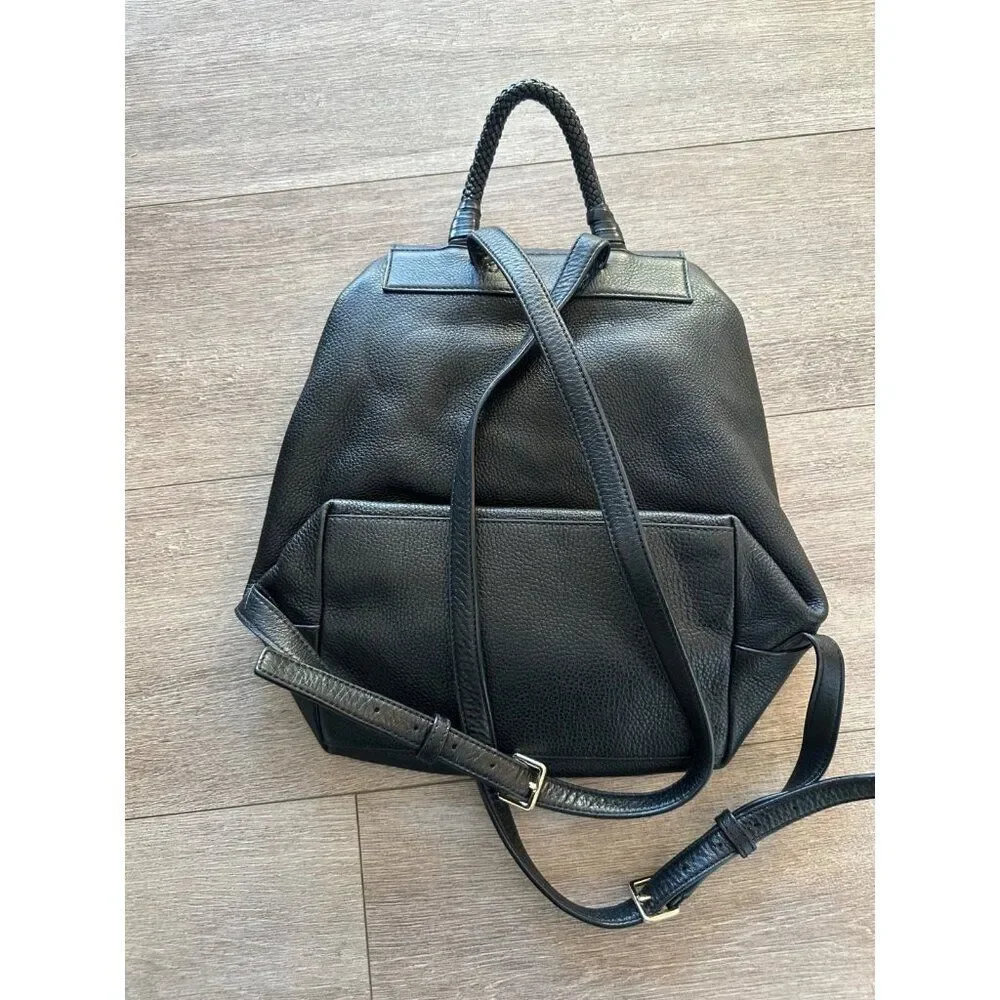 Tory Burch Pebbled Leather Backpack - Black Tasseled Designer Luxury